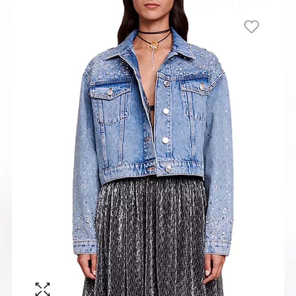 Maje Betoile Rhinetone denim jacket